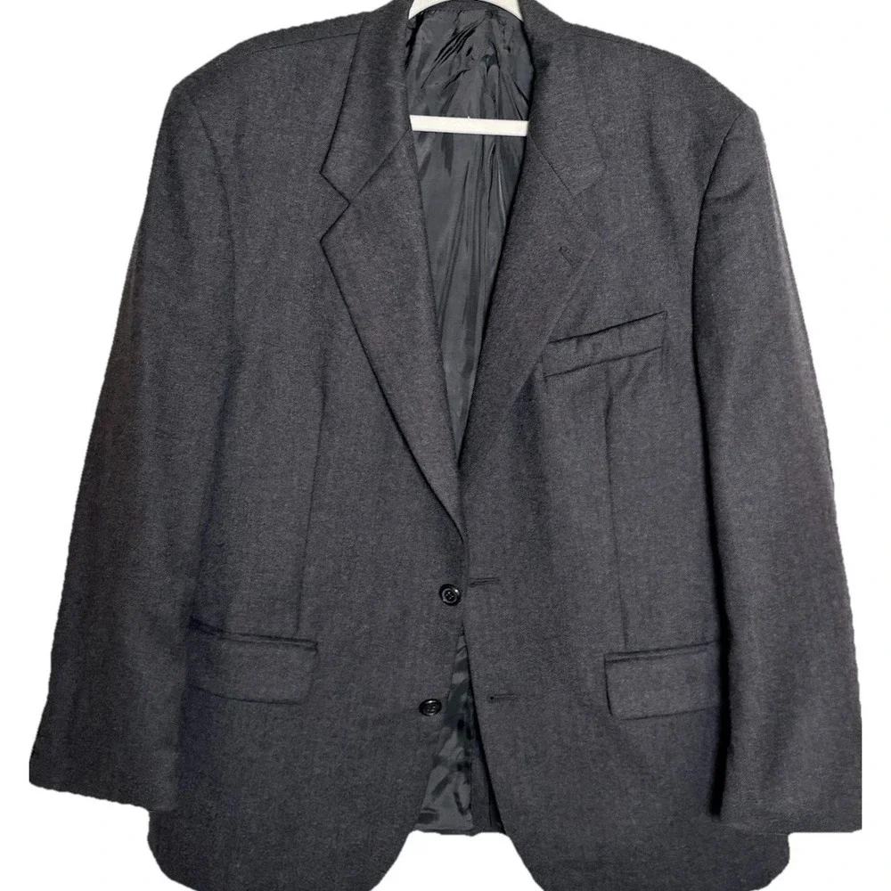 Alexandre London Blazer Mens Jacket 44R Dark Gray Herringbone Wool Sports Coat‎